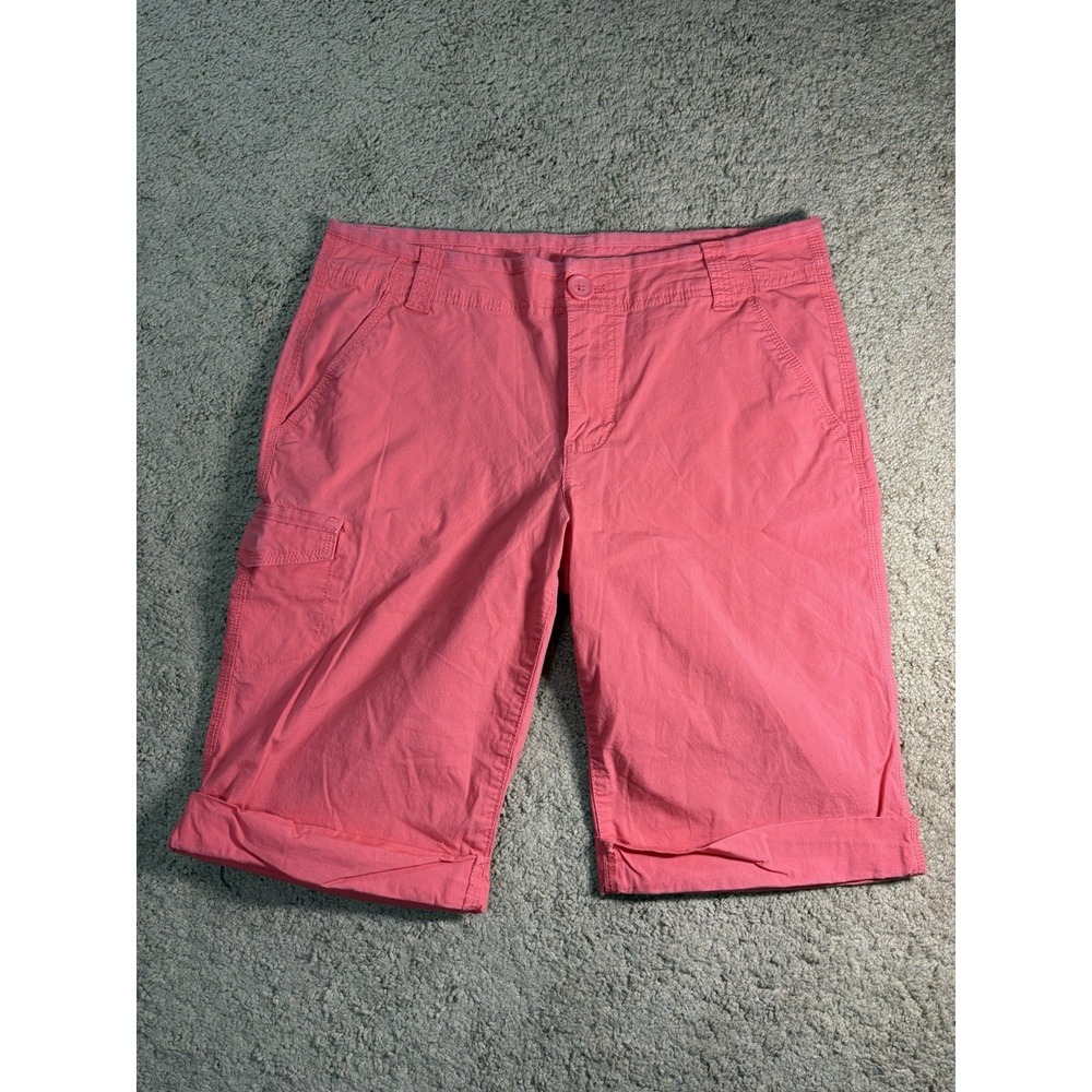 DKNY‎ Bermuda Cargo Cuffed Shorts Women 10 Coral Pink Bohemian Summer Casual